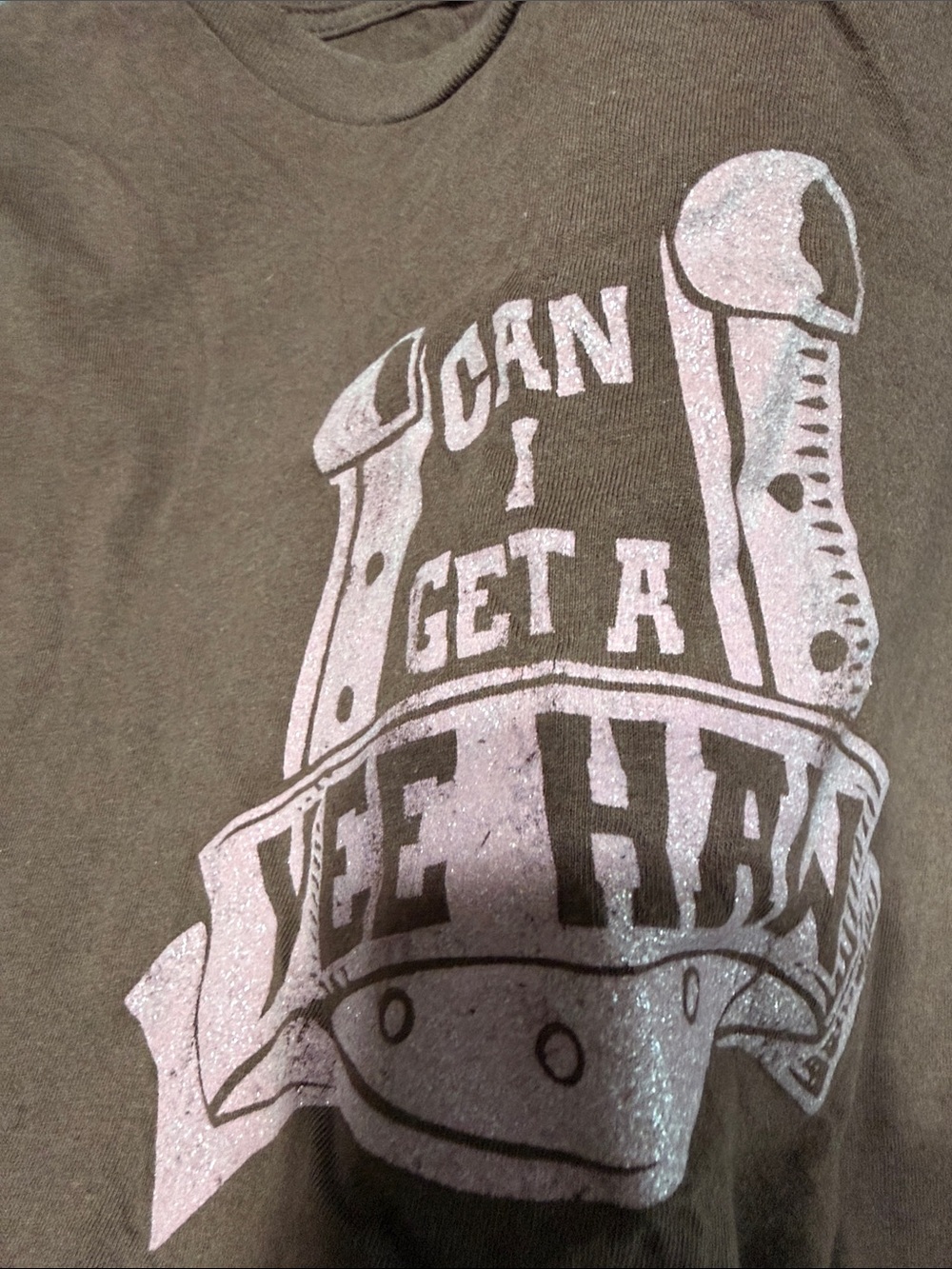 Brown Graphic Tee with Pink 'Yee Haw' Print - Picture 7 of 7